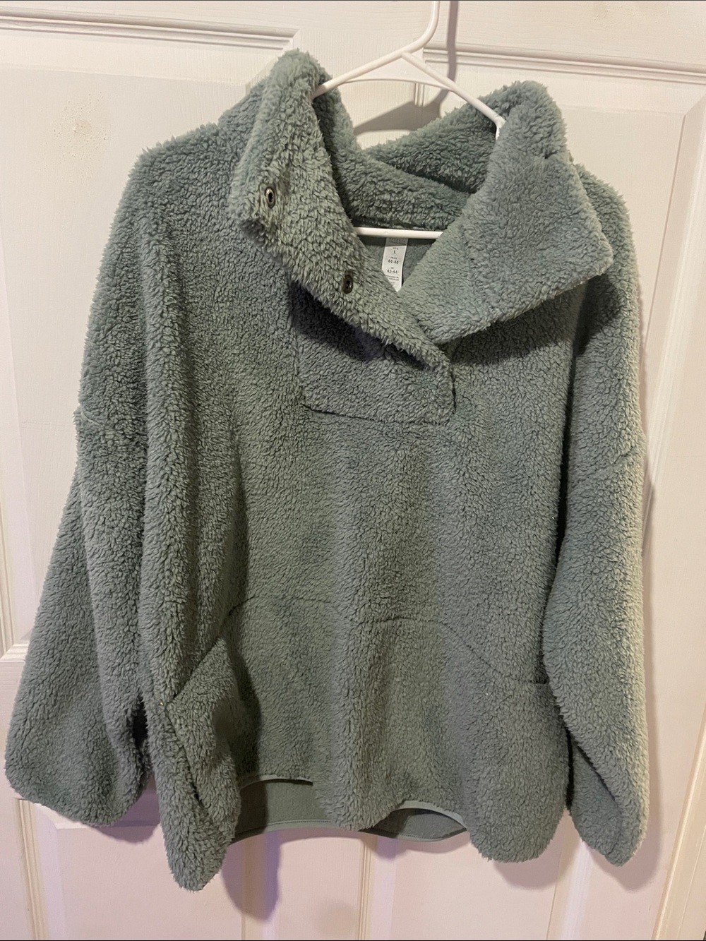 Balance Collection Plush Sherpa Pullover Jacket in Sage Green